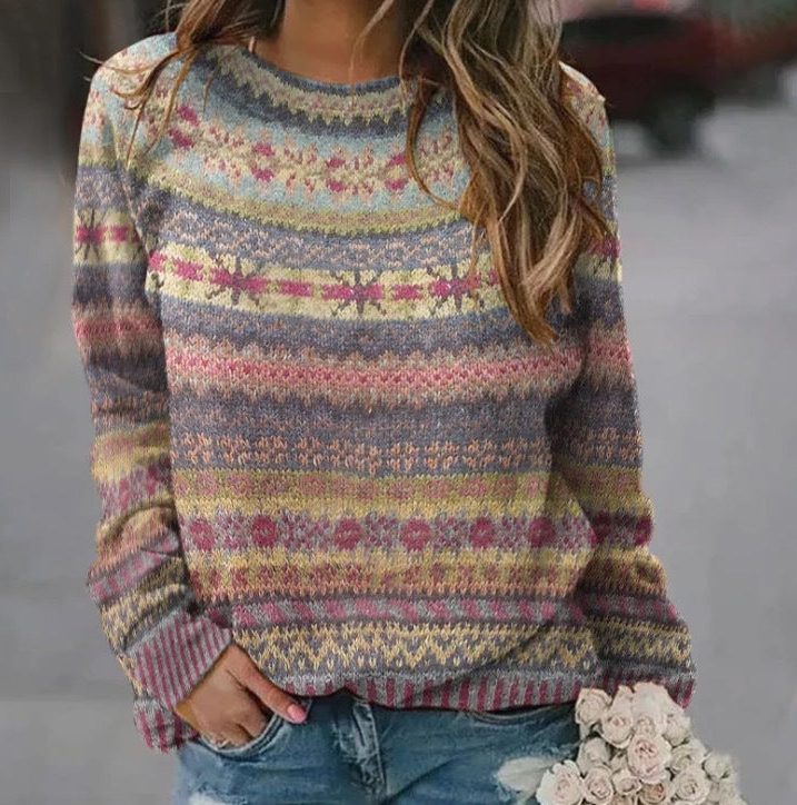 Daphne | Women's Crewneck Sweater | Fair Isle Knit · PNY