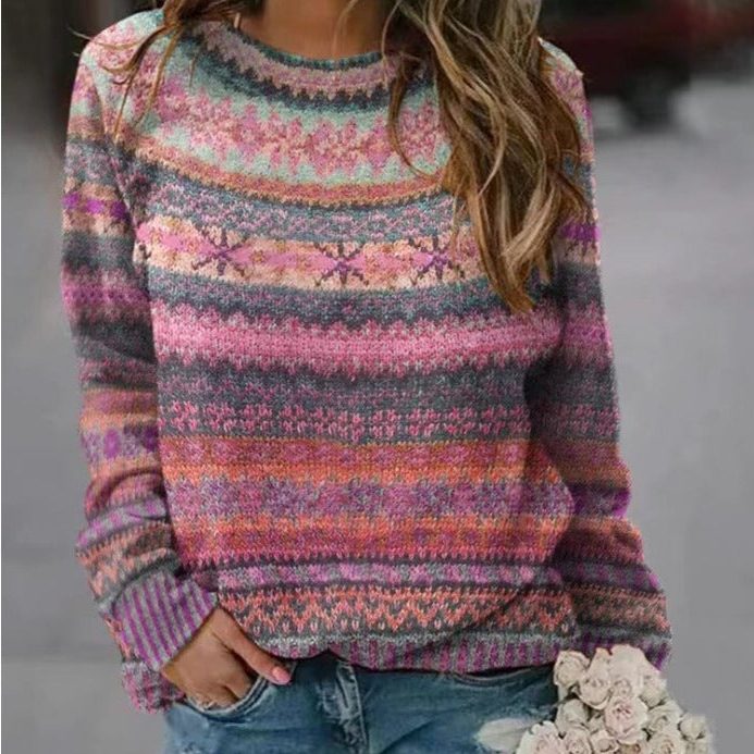 Daphne | Women's Crewneck Sweater | Fair Isle Knit · PNY