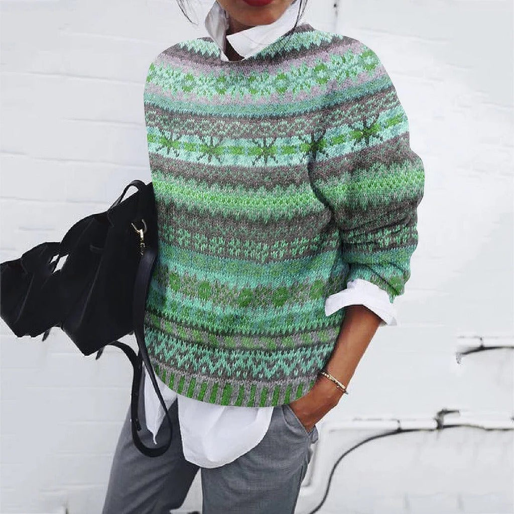 Daphne | Women's Crewneck Sweater | Fair Isle Knit · PNY