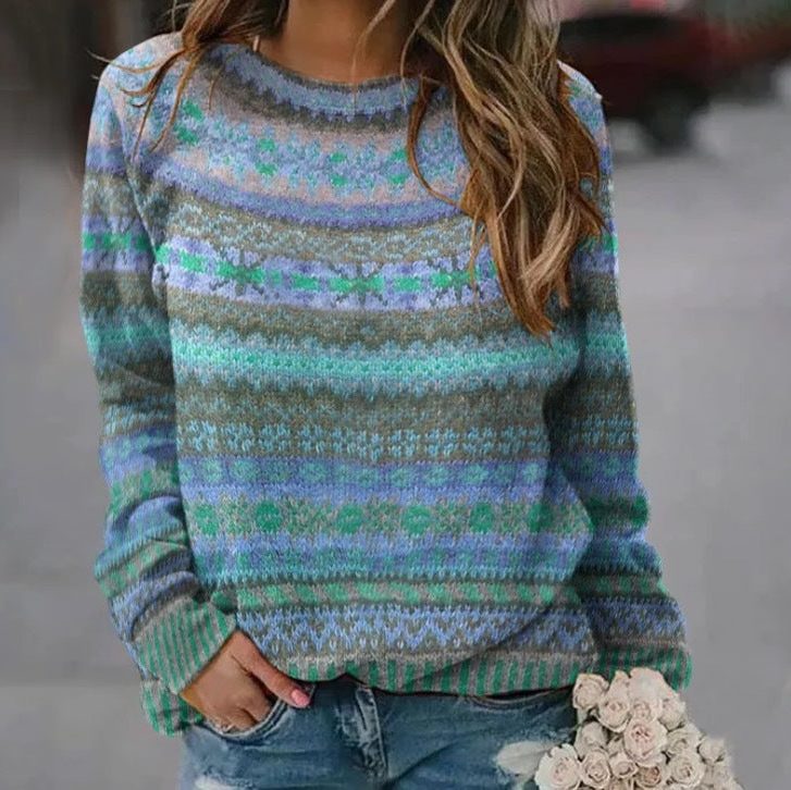 Daphne | Women's Crewneck Sweater | Fair Isle Knit · PNY
