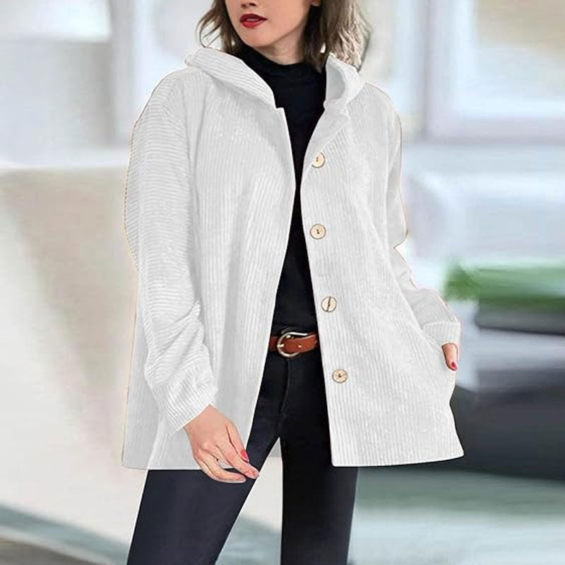 Diana | Women's Hooded Corduroy Jacket | Button-Front · PNY
