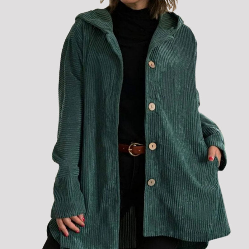 Diana | Women's Hooded Corduroy Jacket | Button-Front · PNY