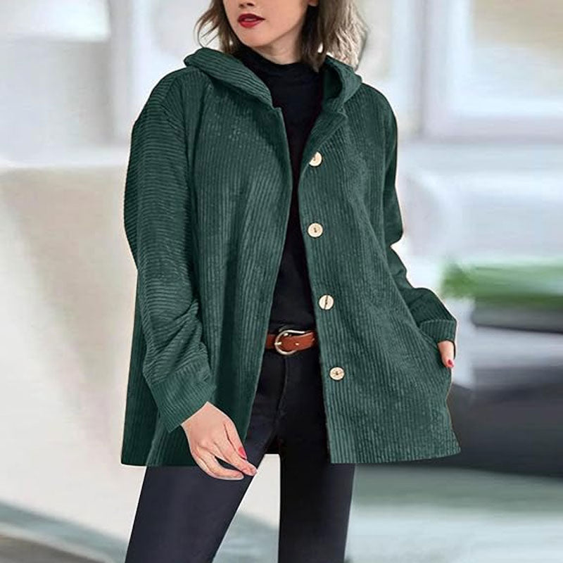 Diana | Women's Hooded Corduroy Jacket | Button-Front · PNY