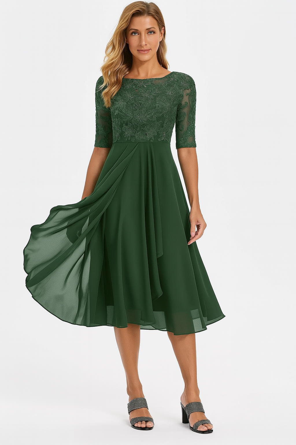 Eleanor | Women's A-Line Dress | Lace Bodice · PNY