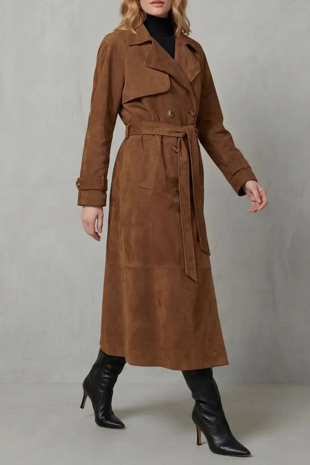 Eleanor | Women's Belted Trench Coat | Suede · PNY