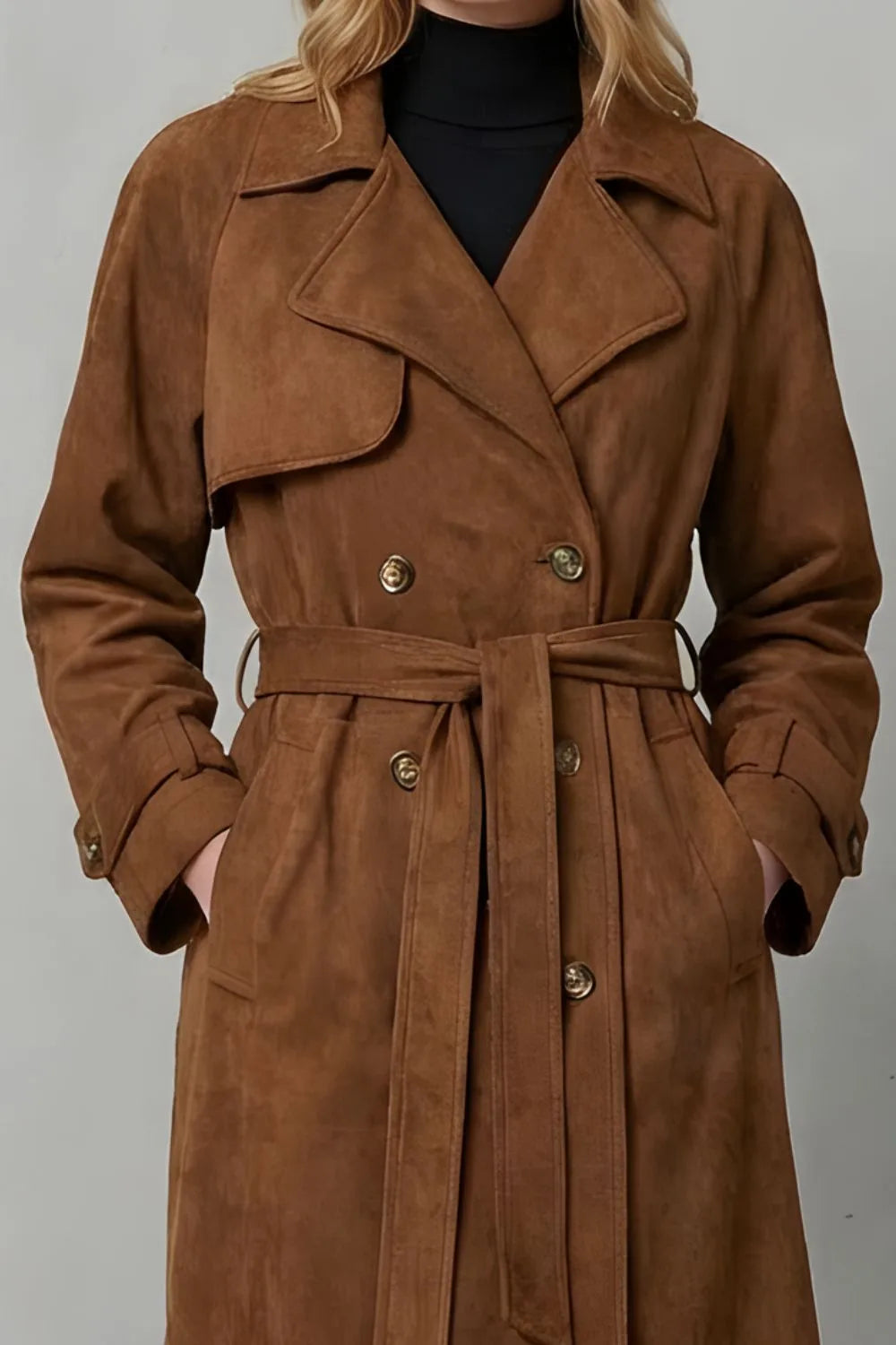 Eleanor | Women's Belted Trench Coat | Suede · PNY
