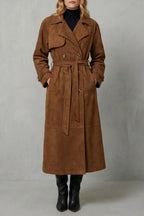 Eleanor | Women's Belted Trench Coat | Suede · PNY
