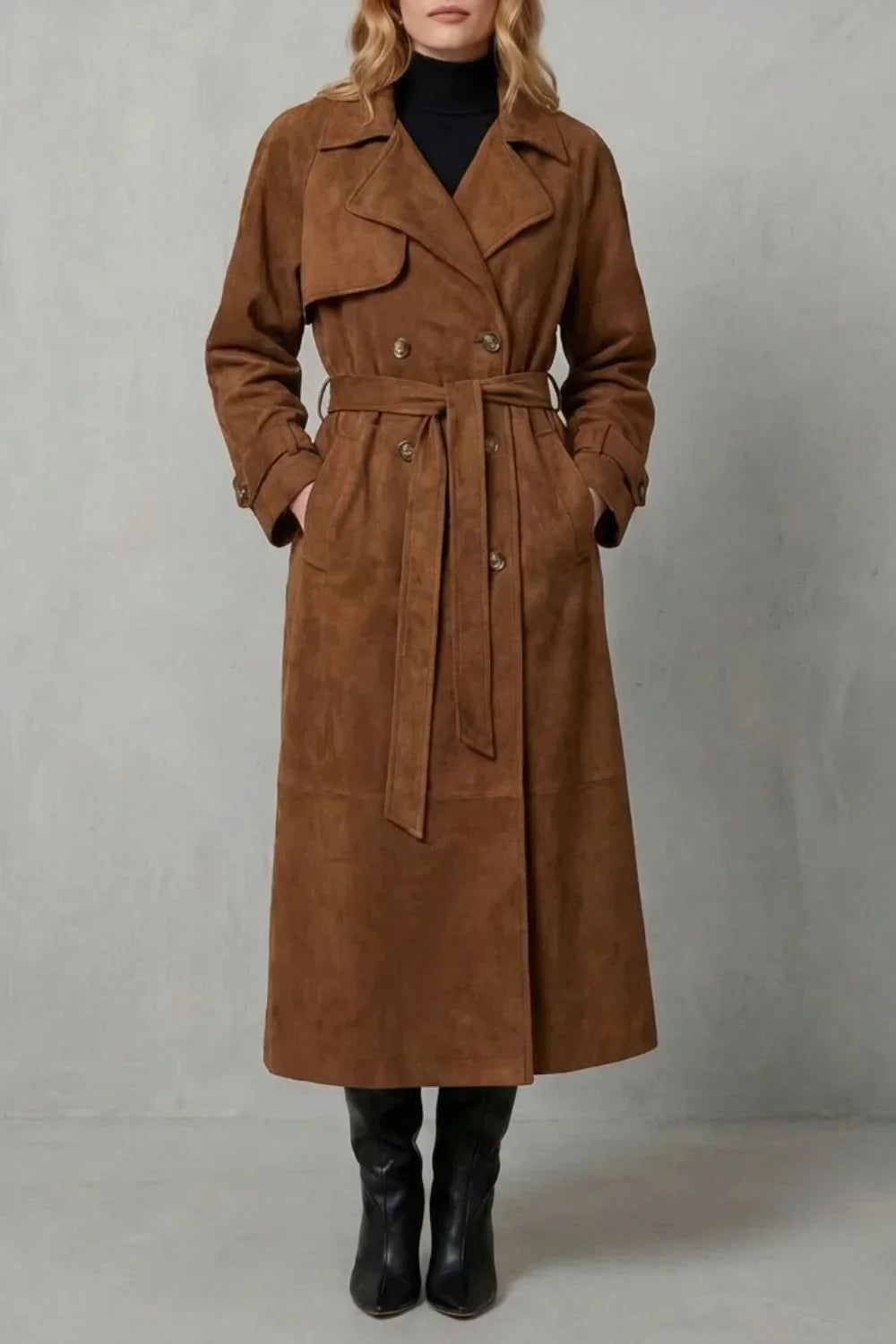 Eleanor | Women's Belted Trench Coat | Suede · PNY