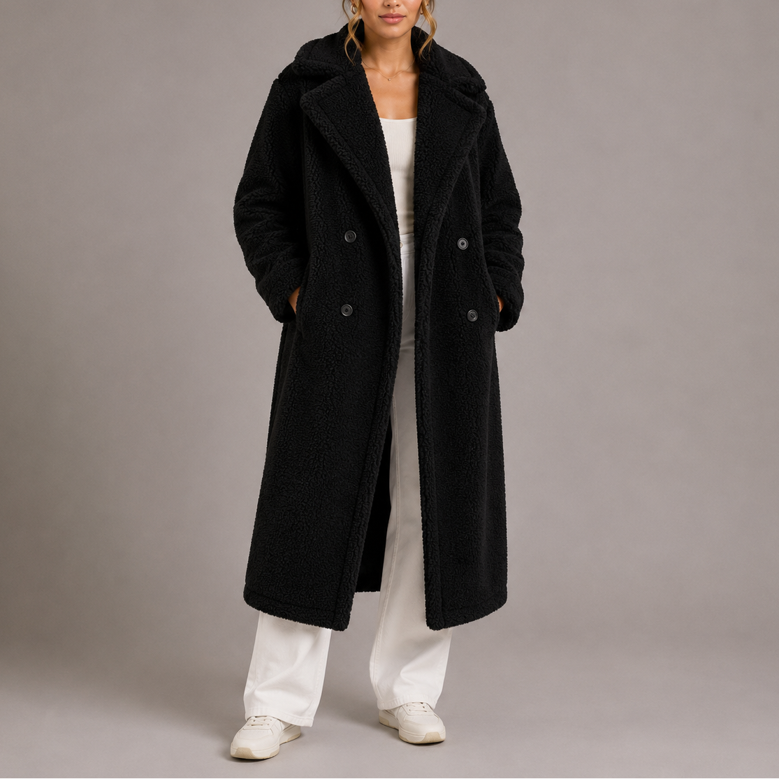 Eleanor | Women's Double-Breasted Coat | Teddy Sherpa · PNY