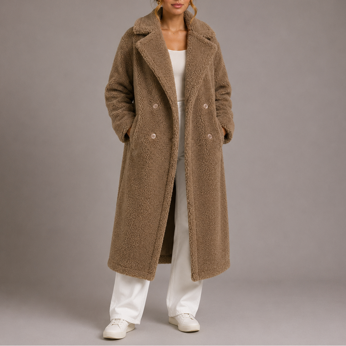 Eleanor | Women's Double-Breasted Coat | Teddy Sherpa · PNY