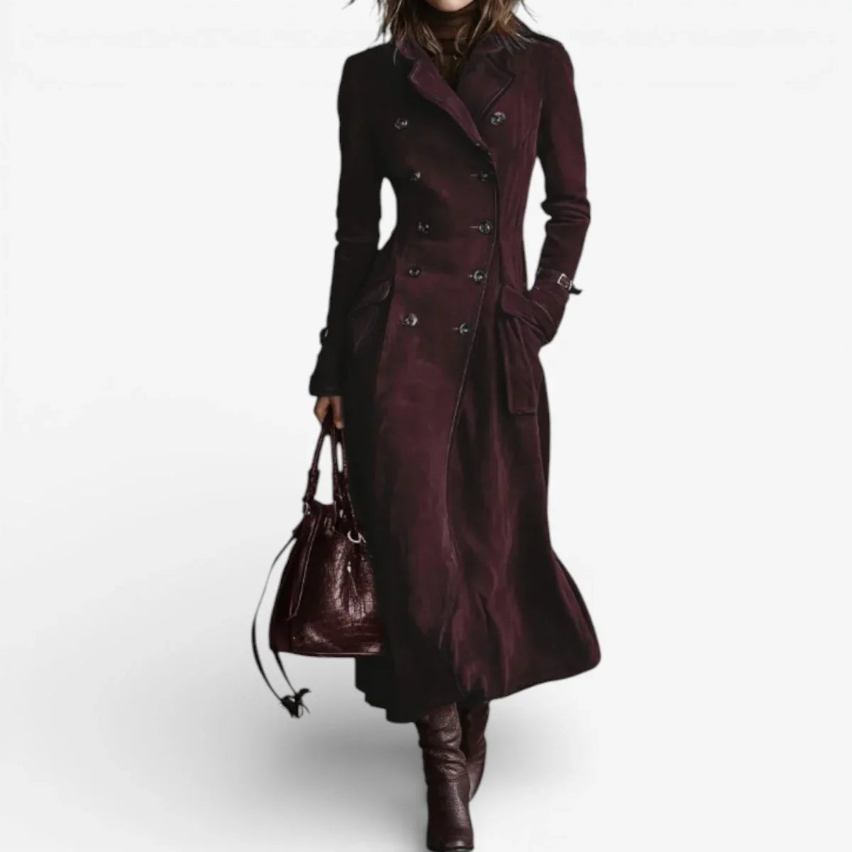 Eleanor | Women's Double-Breasted Trench Coat | Suede · PNY