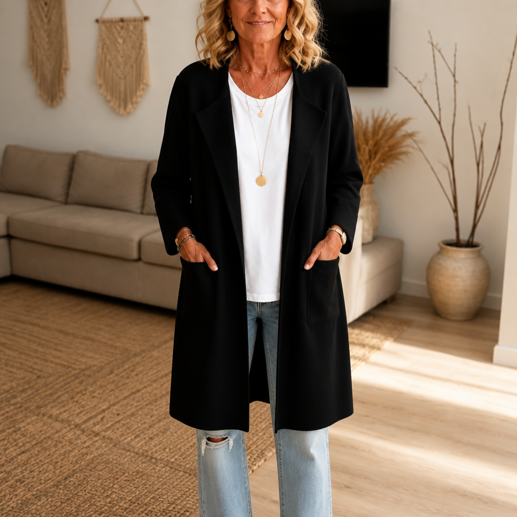 Eleanor | Women's Longline Coat | Patch Pockets · PNY