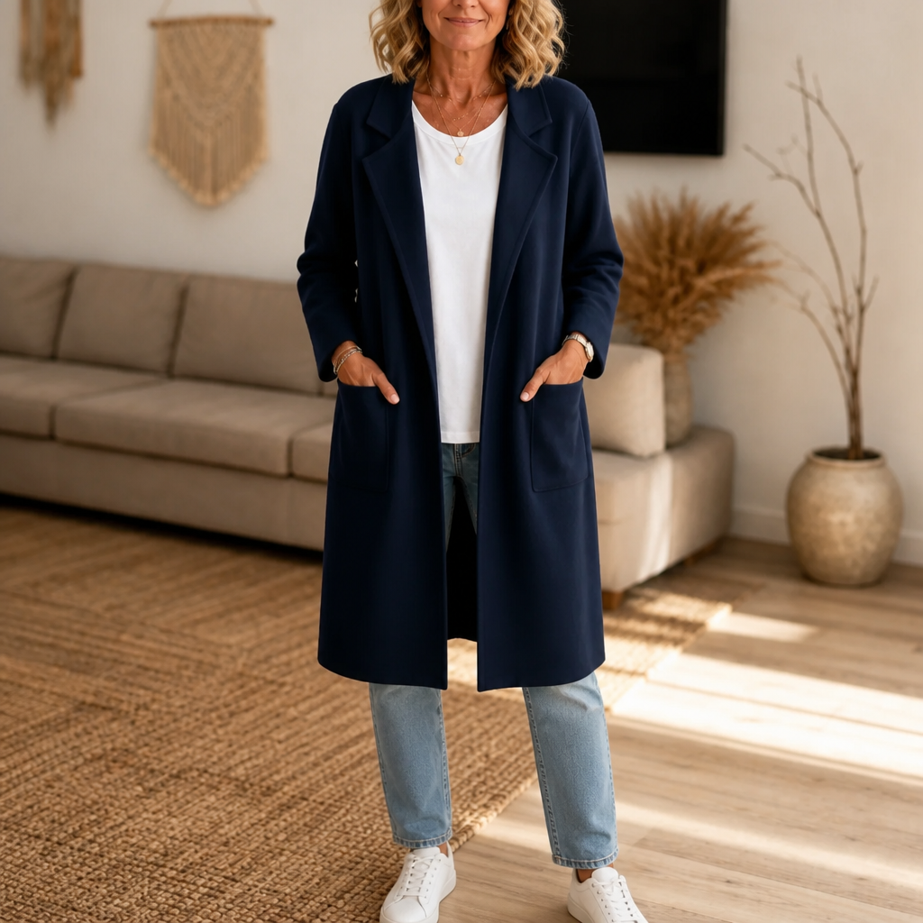 Eleanor | Women's Longline Coat | Patch Pockets · PNY