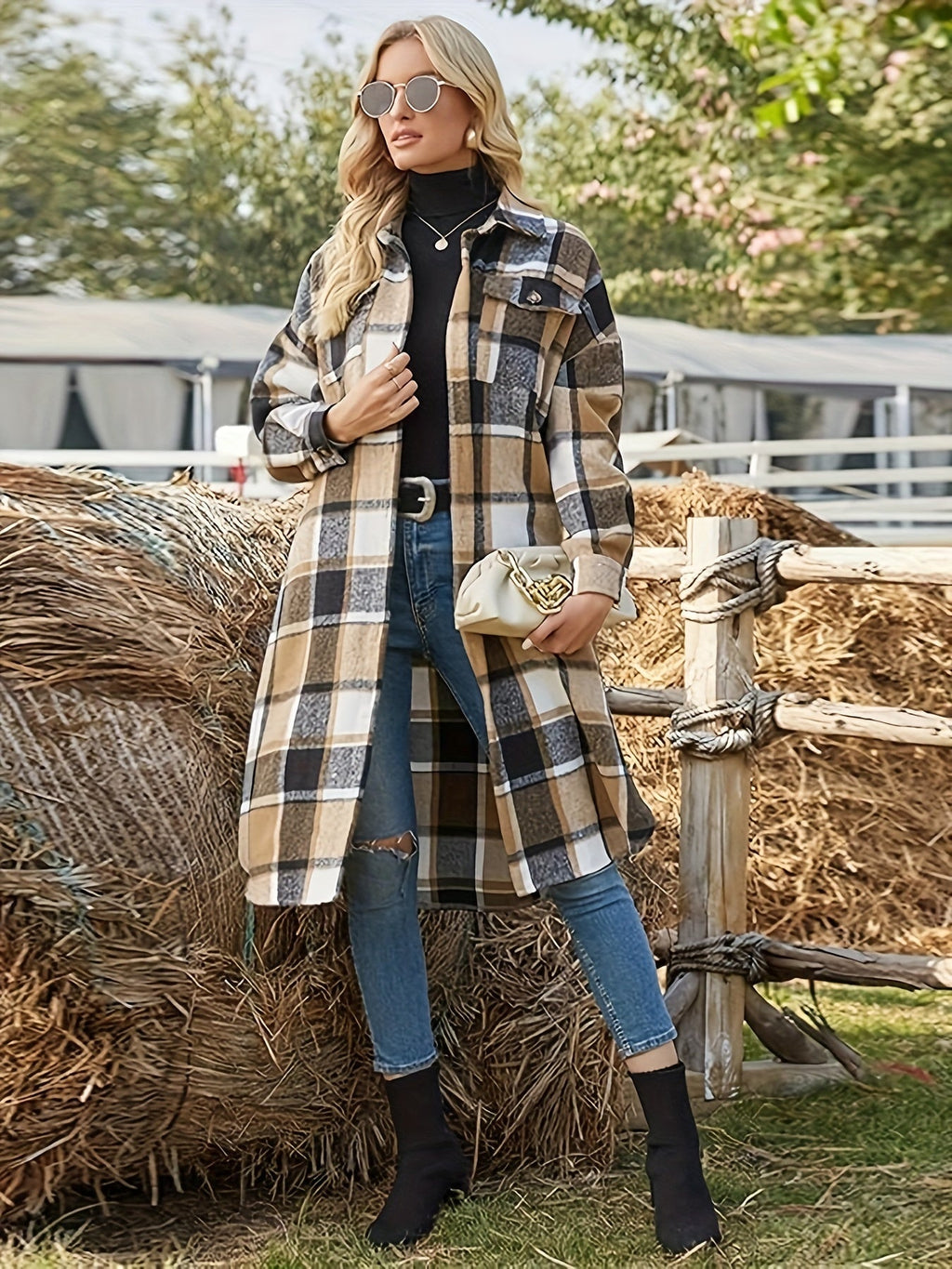 Eleanor | Women's Longline Shacket | Plaid · PNY