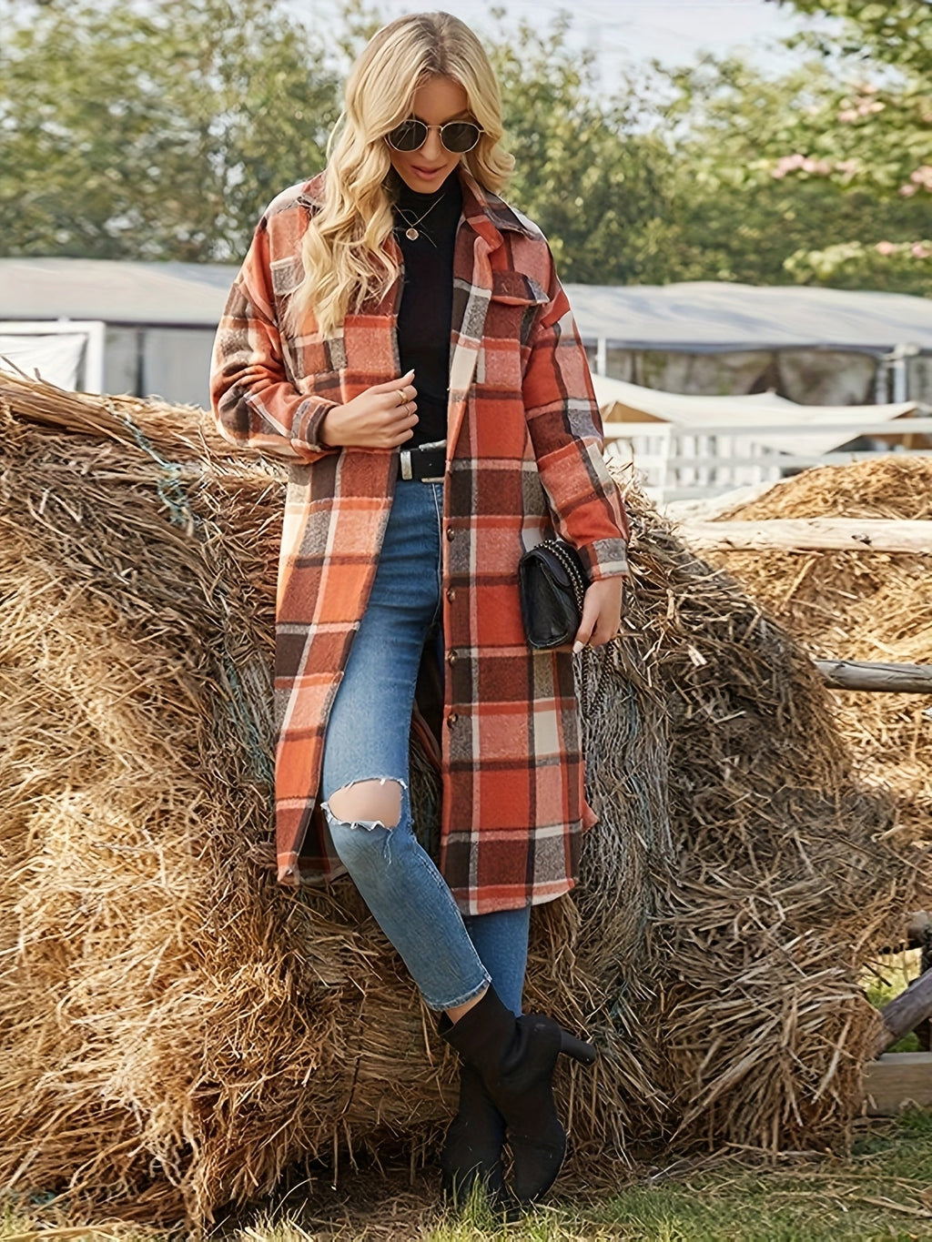Eleanor | Women's Longline Shacket | Plaid · PNY