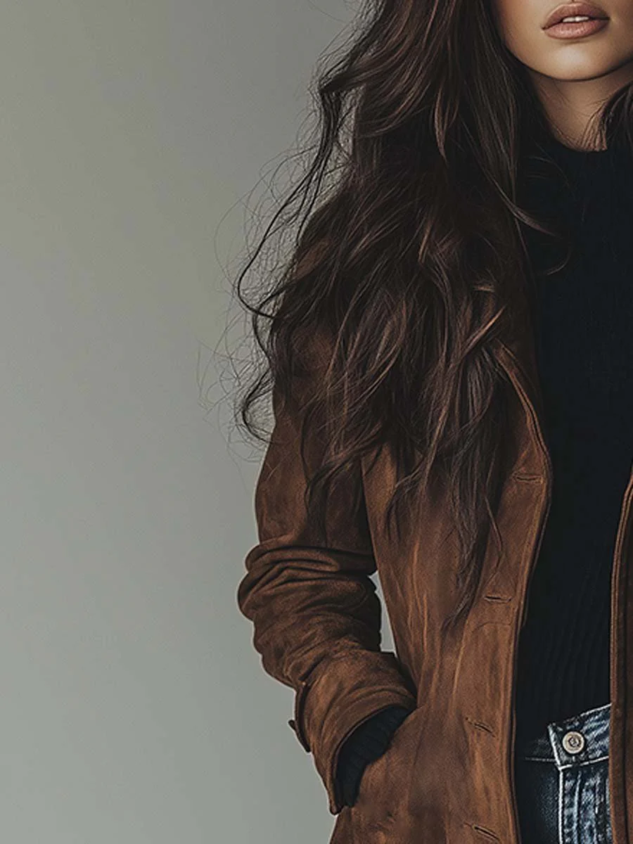 Eleanor | Women's Longline Trench Coat | Suede · PNY
