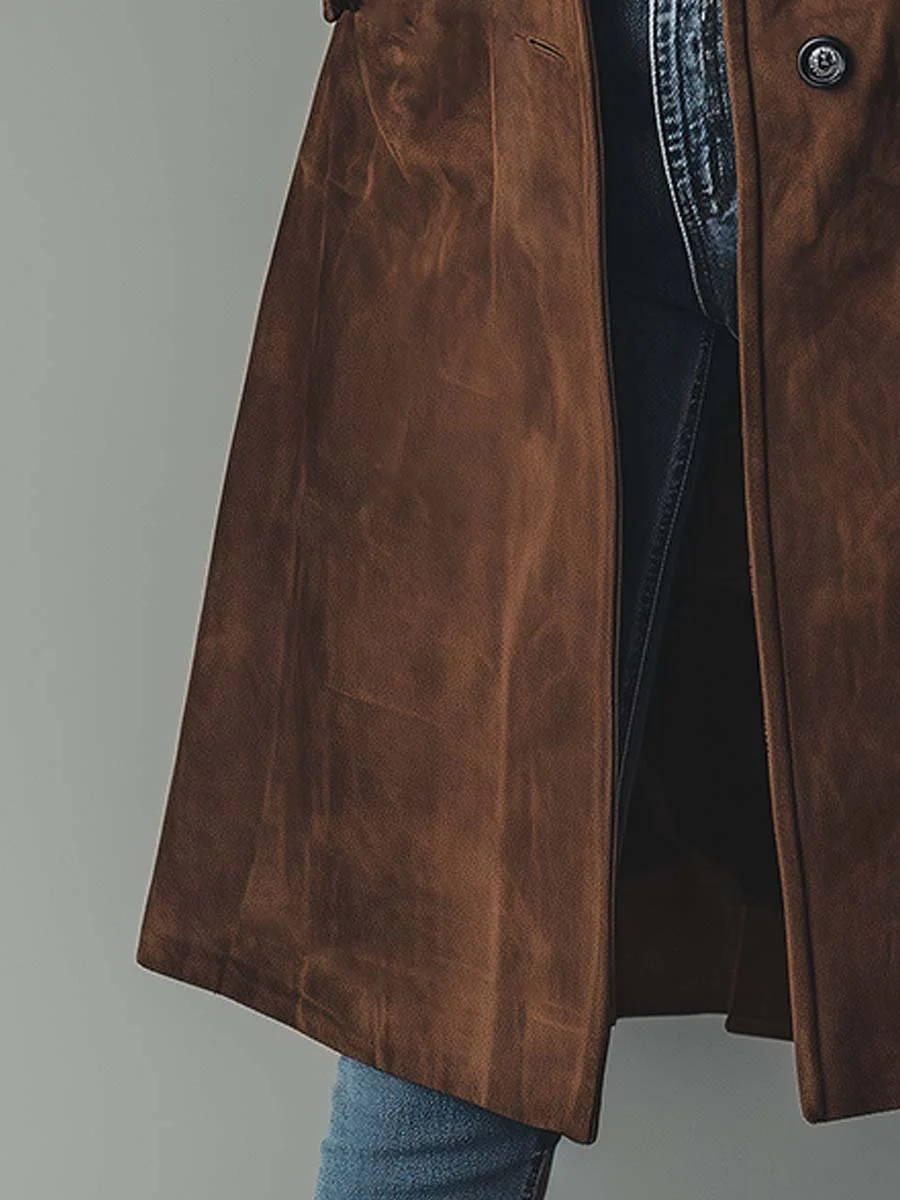 Eleanor | Women's Longline Trench Coat | Suede · PNY