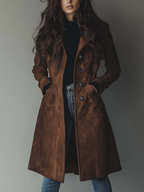 Eleanor | Women's Longline Trench Coat | Suede · PNY
