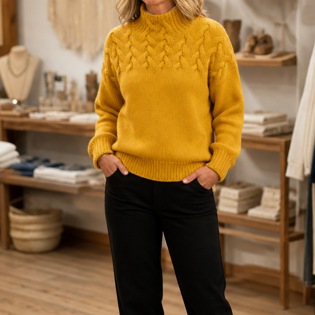 Eleanor | Women's Mock-Neck Sweater | Cable Knit · PNY