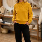 Eleanor | Women's Mock-Neck Sweater | Cable Knit · PNY