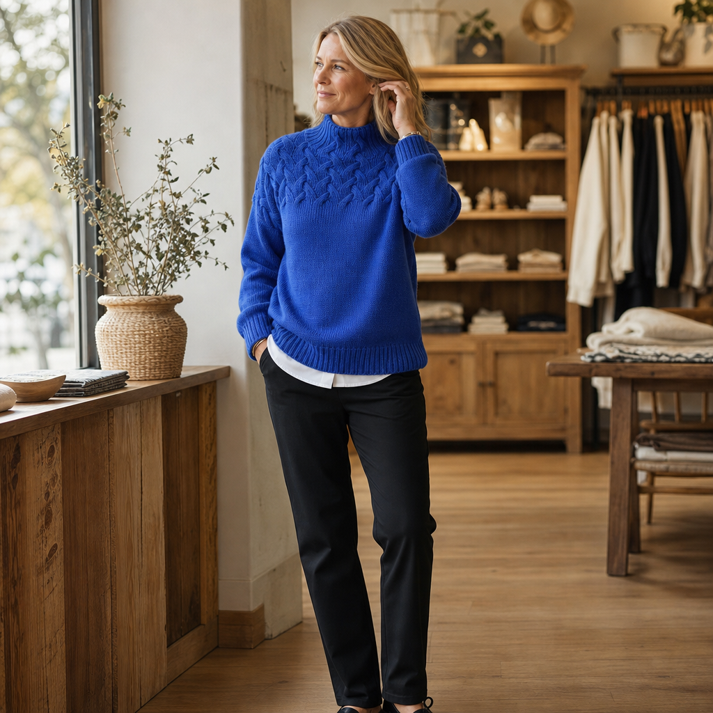 Eleanor | Women's Mock-Neck Sweater | Cable Knit · PNY