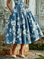 Eleanor | Women's Sleeveless Midi Dress | Floral Print · PNY