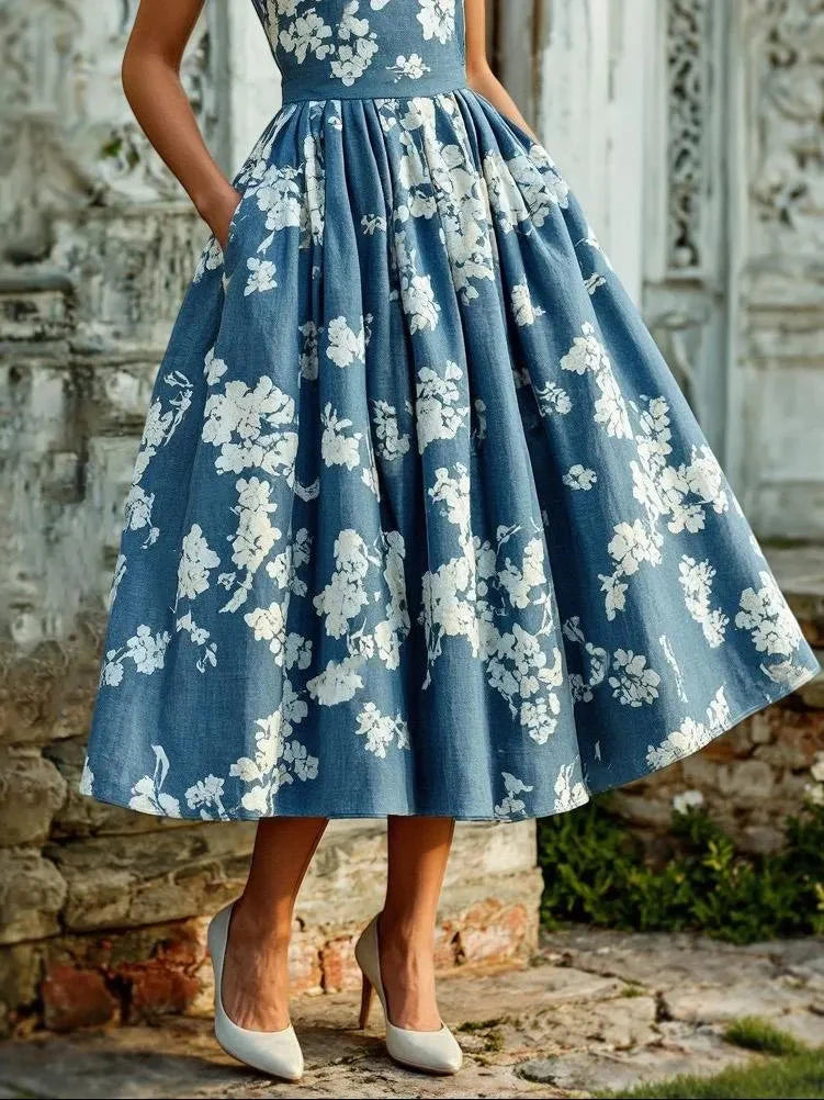 Eleanor | Women's Sleeveless Midi Dress | Floral Print · PNY