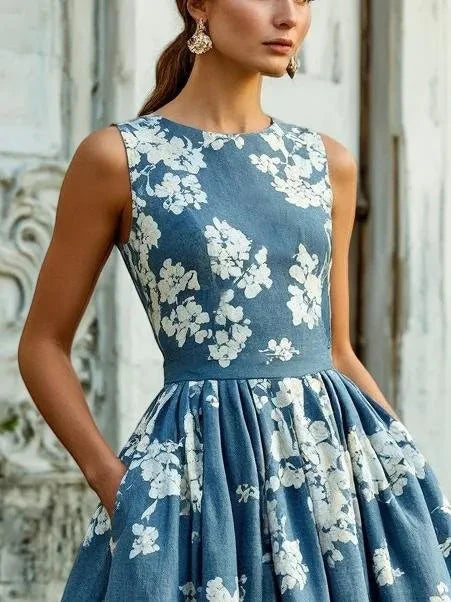 Eleanor | Women's Sleeveless Midi Dress | Floral Print · PNY