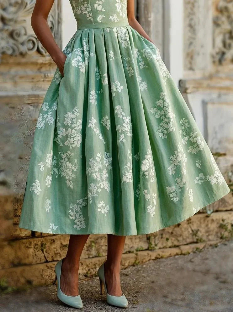 Eleanor | Women's Sleeveless Midi Dress | Floral Print · PNY