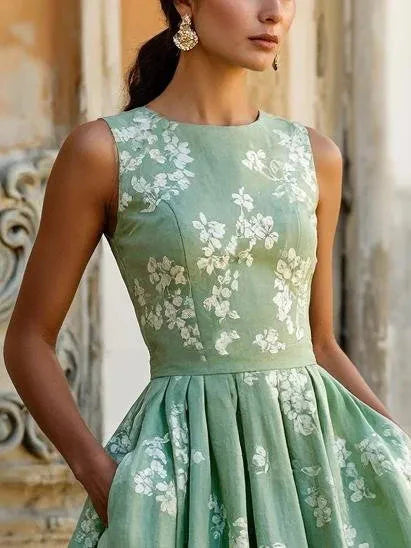 Eleanor | Women's Sleeveless Midi Dress | Floral Print · PNY