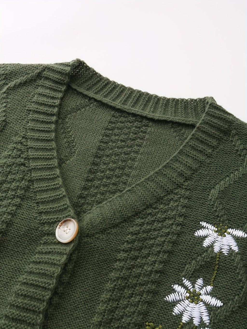 Eleanor | Women's V-Neck Cardigan | Floral Embroidery · PNY