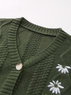 Eleanor | Women's V-Neck Cardigan | Floral Embroidery · PNY