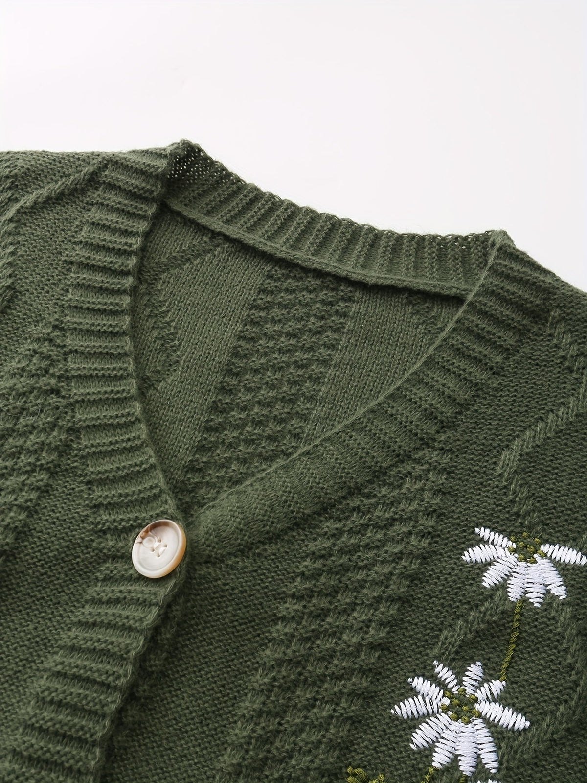 Eleanor | Women's V-Neck Cardigan | Floral Embroidery · PNY