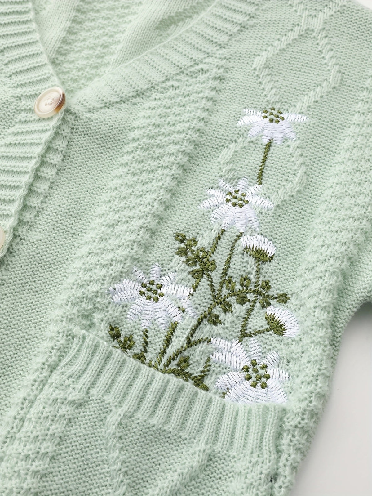 Eleanor | Women's V-Neck Cardigan | Floral Embroidery · PNY