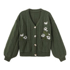 Eleanor | Women's V-Neck Cardigan | Floral Embroidery · PNY
