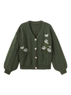 Eleanor | Women's V-Neck Cardigan | Floral Embroidery · PNY