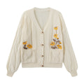 Eleanor | Women's V-Neck Cardigan | Floral Embroidery