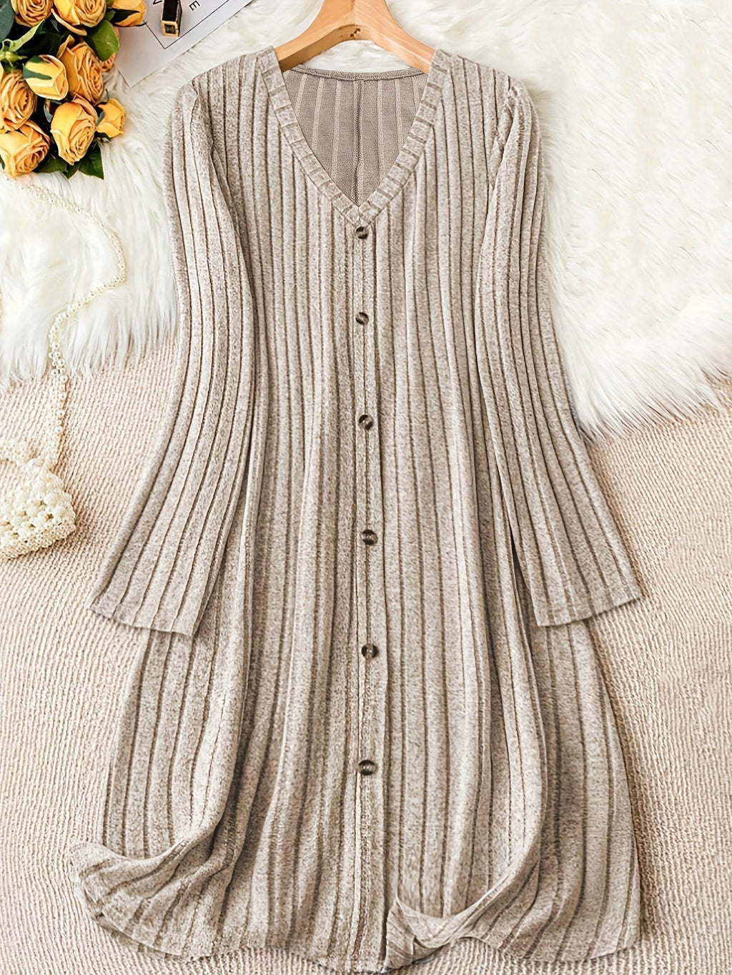 Eleanor | Women's V-Neck Dress | Button Front · PNY