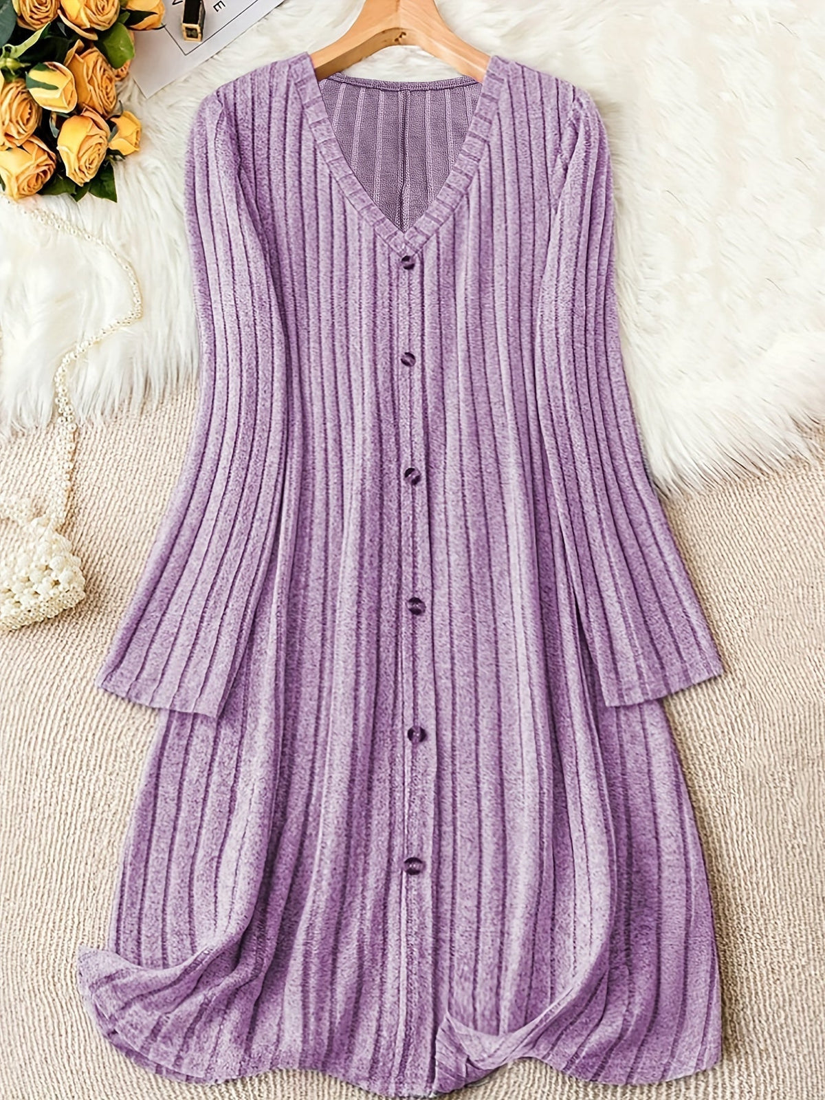 Eleanor | Women's V-Neck Dress | Button Front · PNY