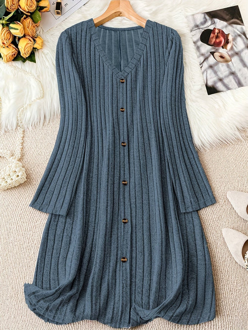Eleanor | Women's V-Neck Dress | Button Front · PNY