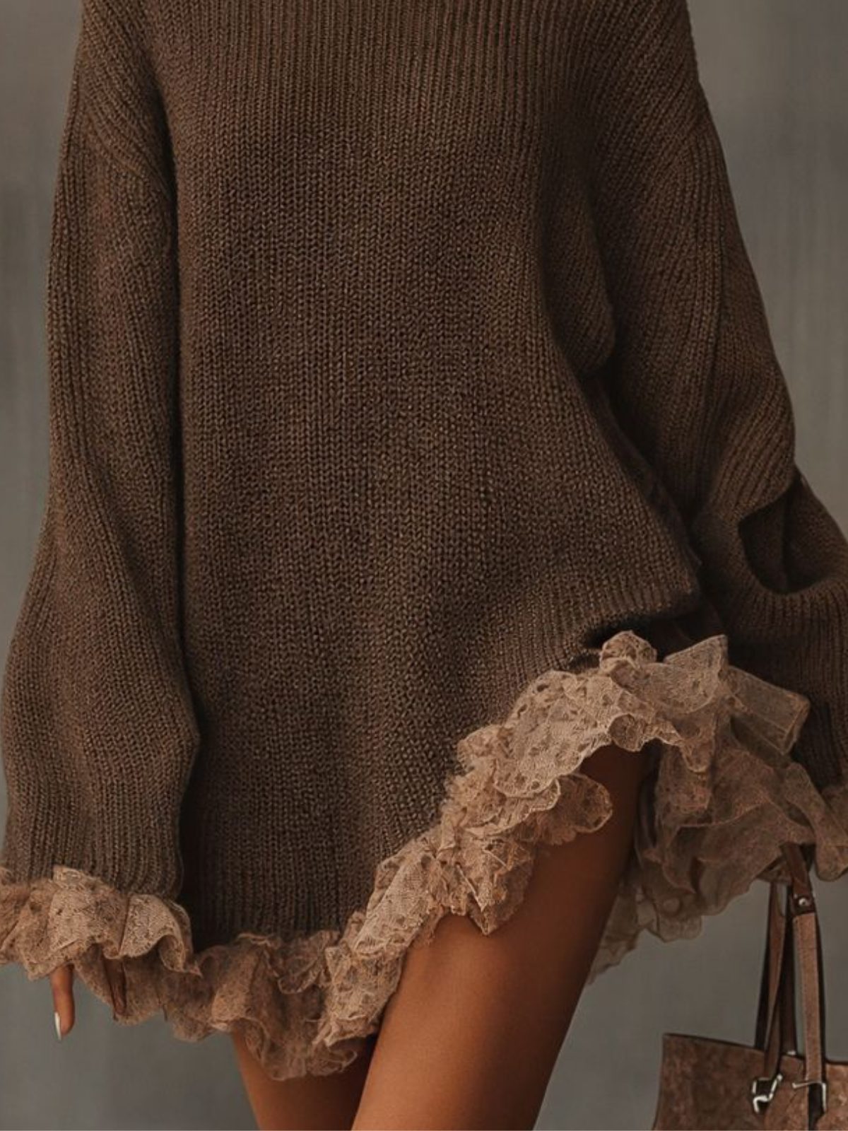 Eliza | Women's Turtleneck Sweater Dress | Ruffle Hem · PNY