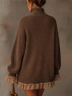 Eliza | Women's Turtleneck Sweater Dress | Ruffle Hem · PNY