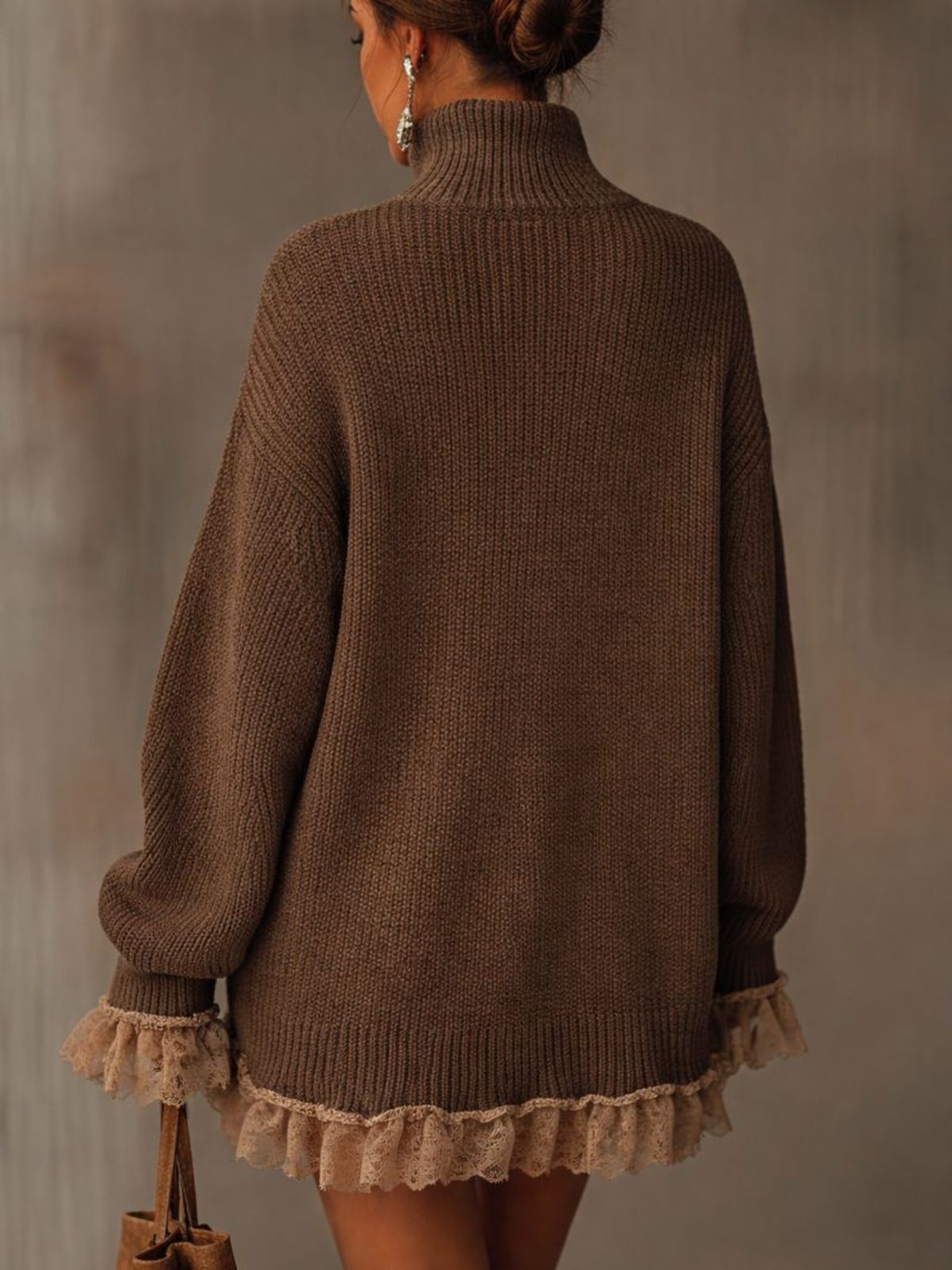 Eliza | Women's Turtleneck Sweater Dress | Ruffle Hem · PNY
