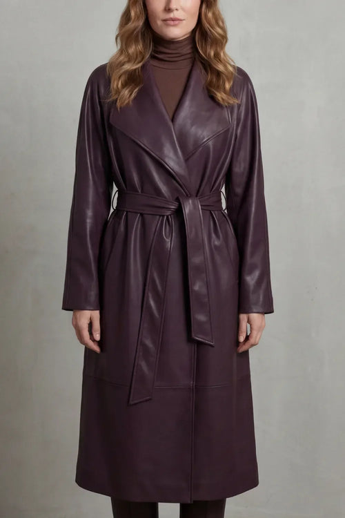 Eloise | Women's Belted Trench Coat | Faux Leather · PNY