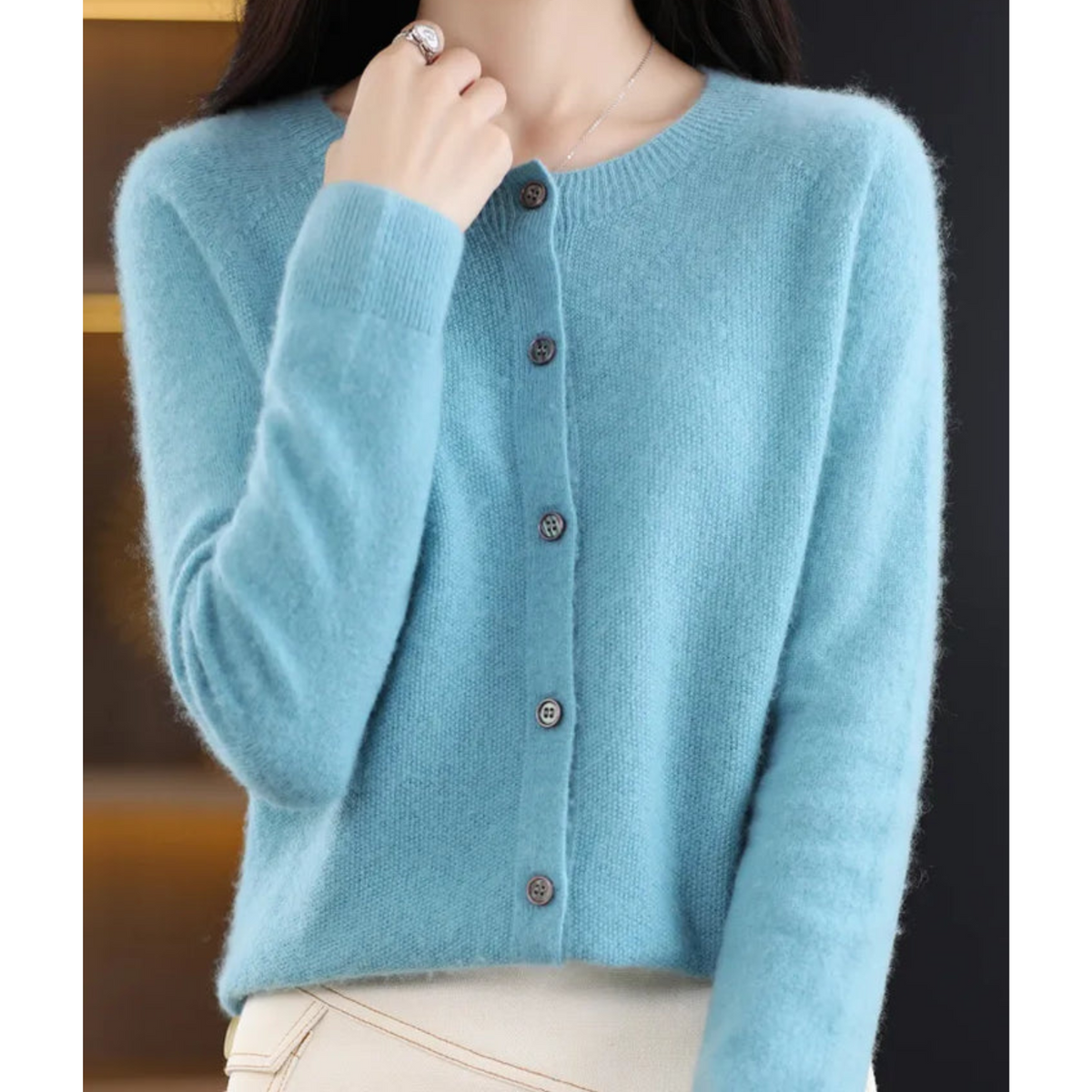 Emma | Women's Crewneck Cardigan | Button-Front · PNY