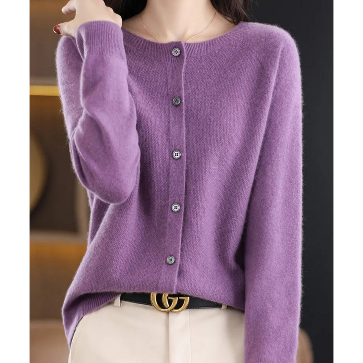 Emma | Women's Crewneck Cardigan | Button-Front · PNY