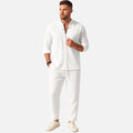 Ethan | Men's Band-Collar Shirt Set | Drawstring Pants