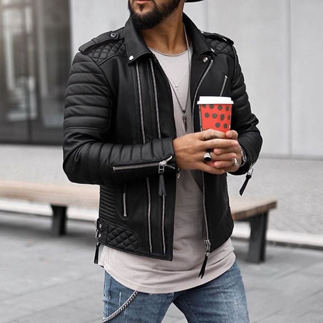 Ethan | Men's Biker Jacket | Quilted Panels · PNY