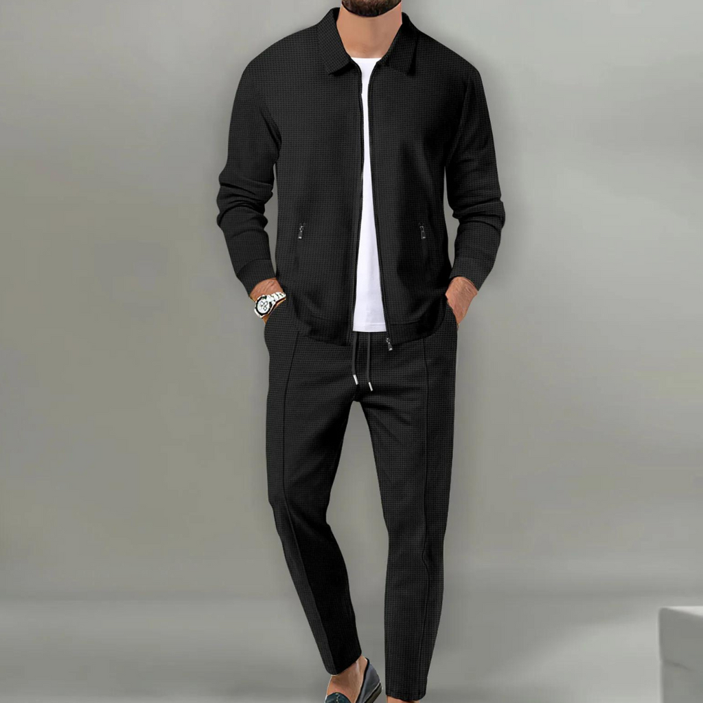 Ethan | Men's Full-Zip Tracksuit Set | Waffle-Knit · PNY