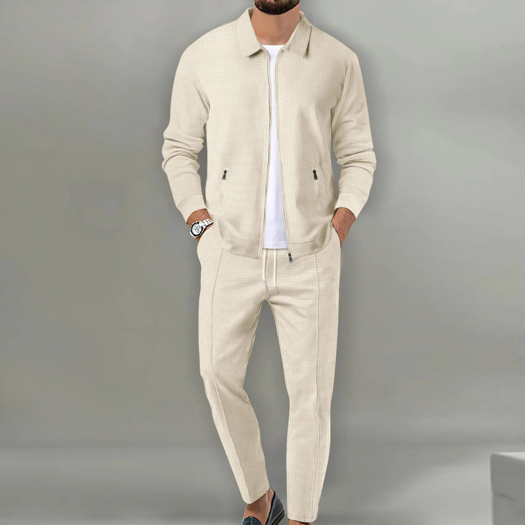 Ethan | Men's Full-Zip Tracksuit Set | Waffle-Knit · PNY